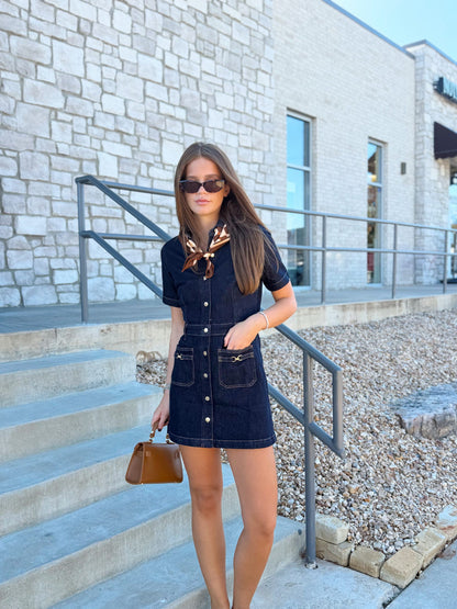 CRUSH DENIM DRESS