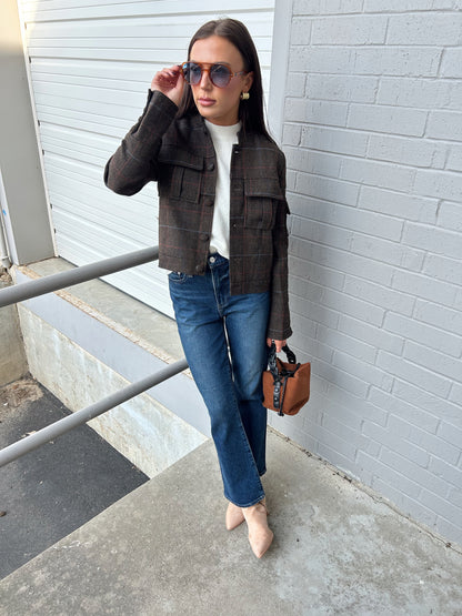EDEN PLAID MILITARY JACKET