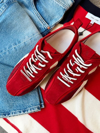 NYLON RED LEATHER SNEAKERS