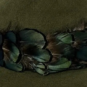 SUEDE HAT WITH GREEN FEATHER
