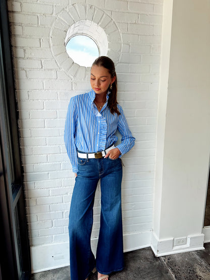 STRIPE RUFFLED SHIRT