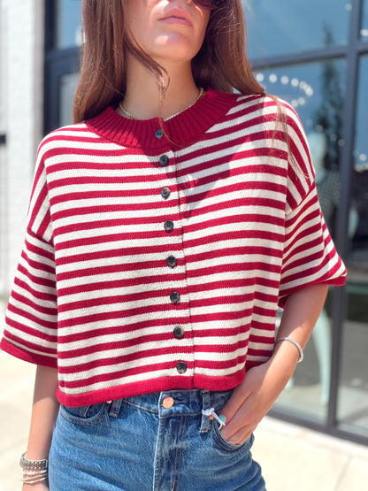NATALIE STRIPE LOOSE KNIT TOP