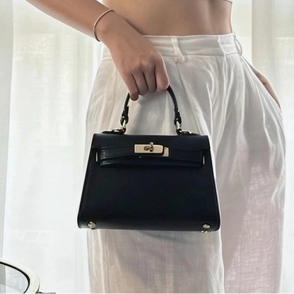 GENUINE SAFFIANO LEATHER HANDBAG WITH STRAP