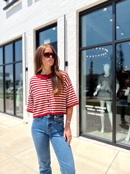 NATALIE STRIPE LOOSE KNIT TOP