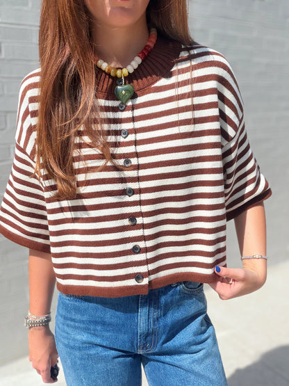NATALIE STRIPE LOOSE KNIT TOP