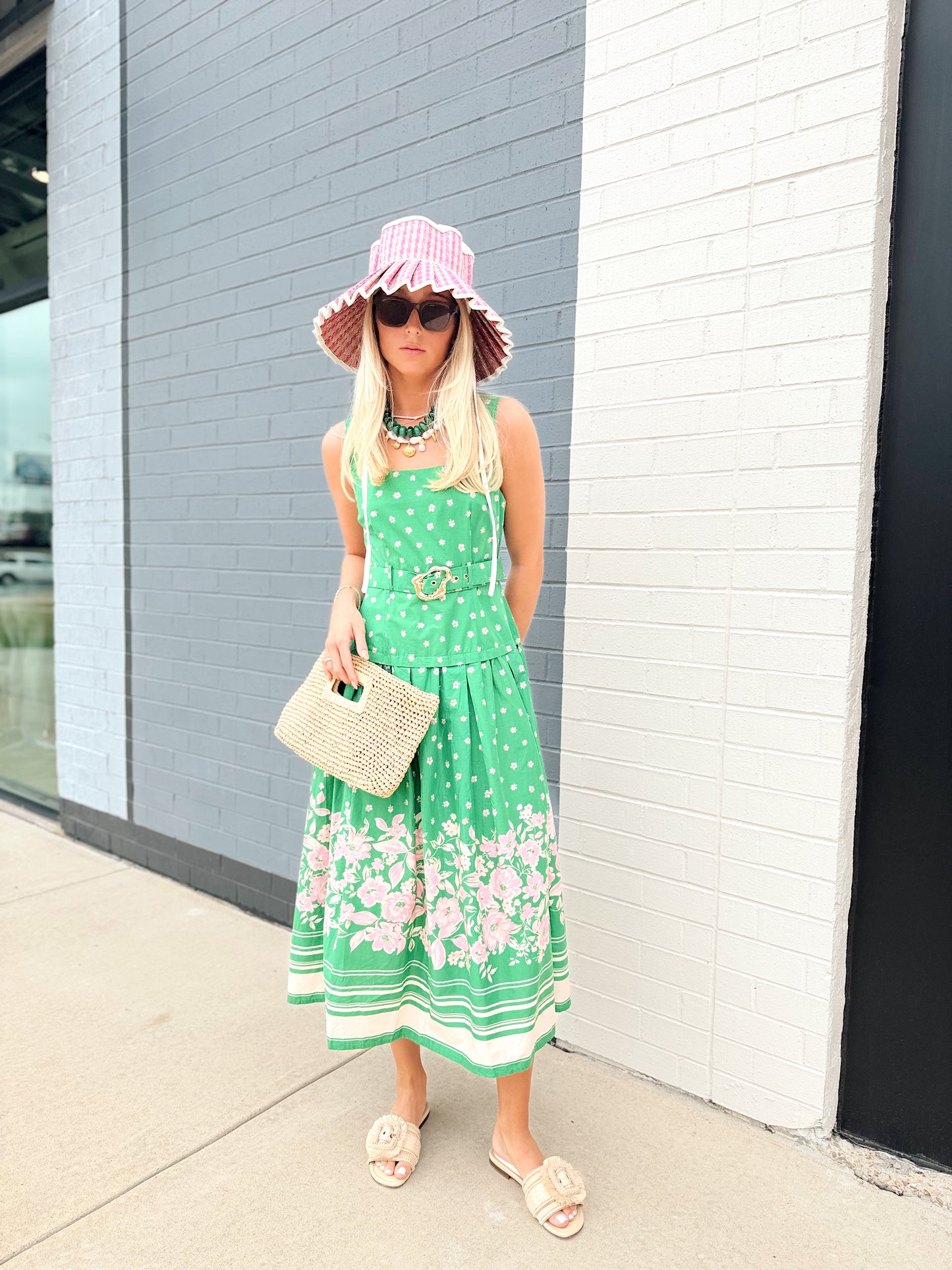 FLORAL BELTED DRESS