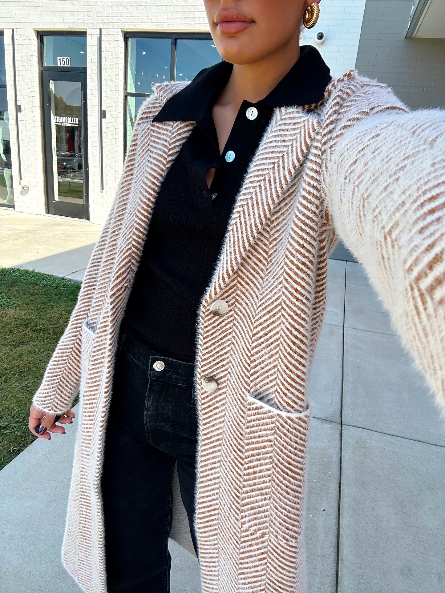 CHEVRON FUR CARDI