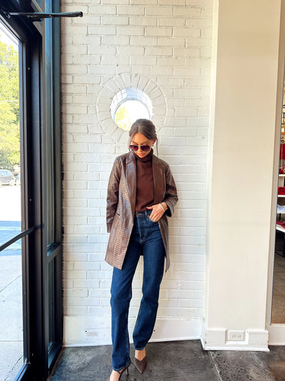 FAUX LEATHER CROC BLAZER