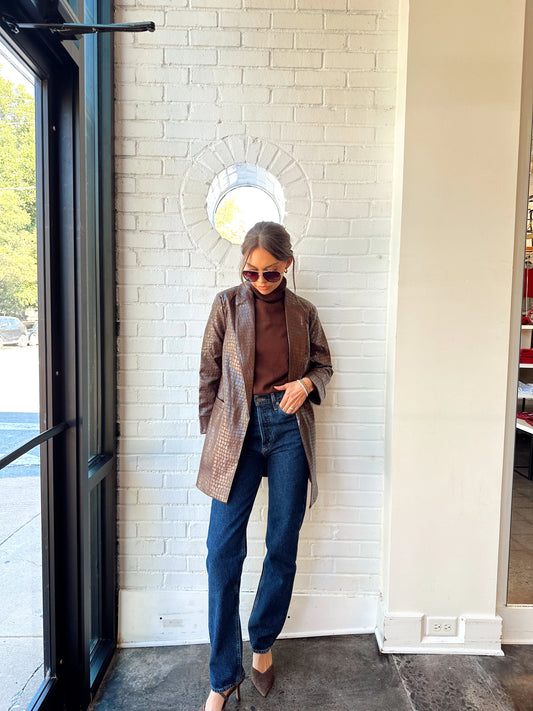 FAUX LEATHER CROC BLAZER