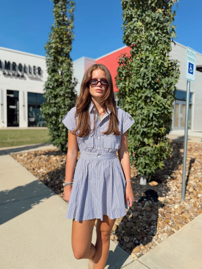 STRIPE UTILITY SHIRT DRESS