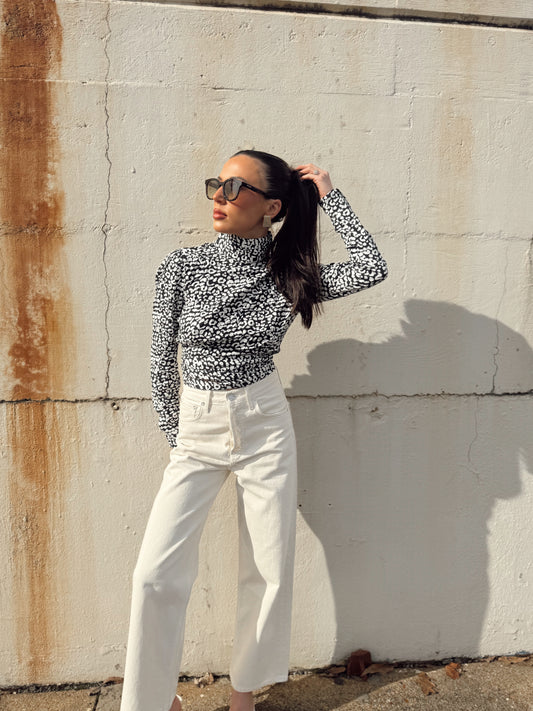 BACK TIE LEOPARD PRINT BLOUSE