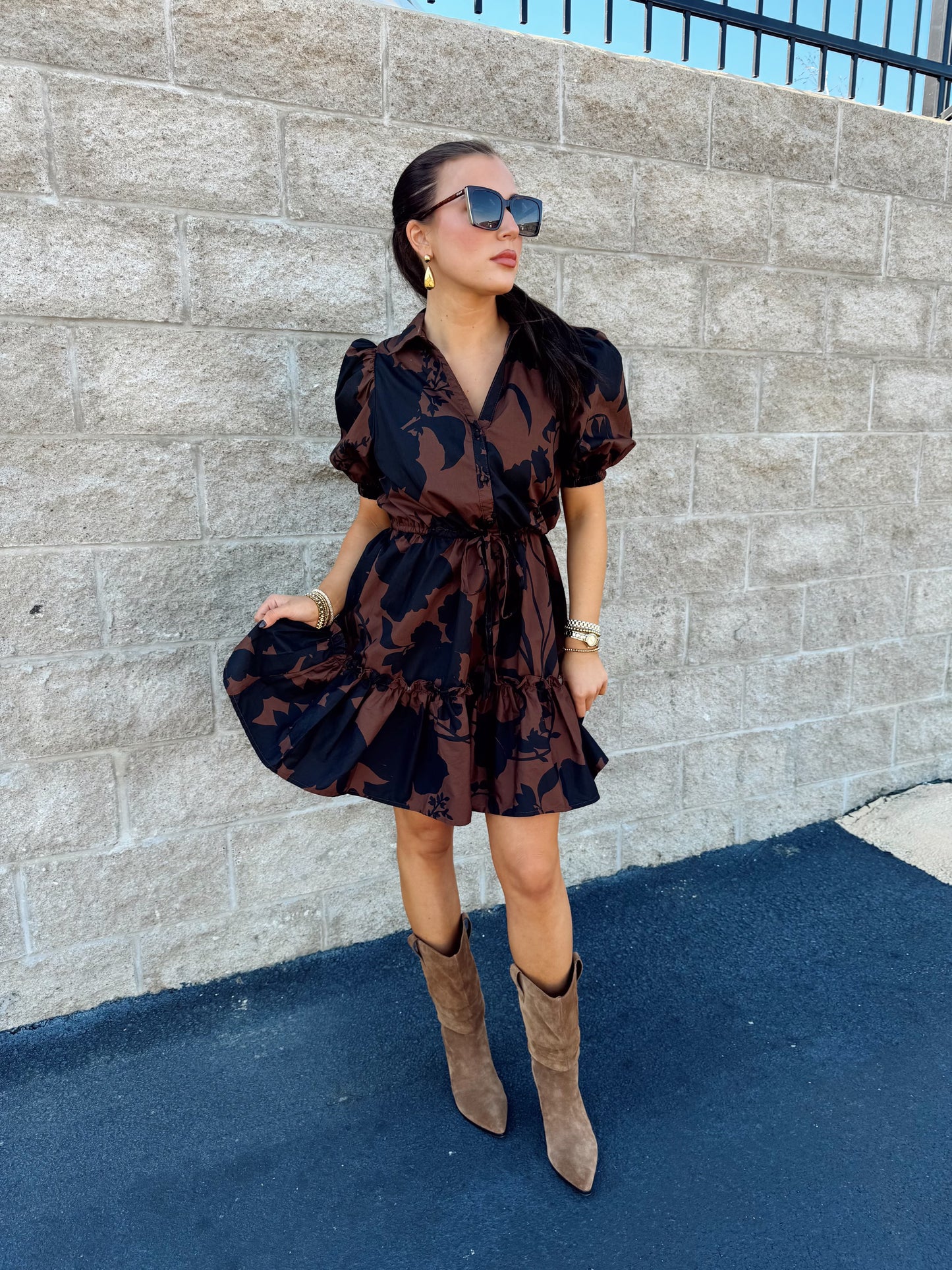 FLORAL STACIE BUTTON DOWN MINI DRESS