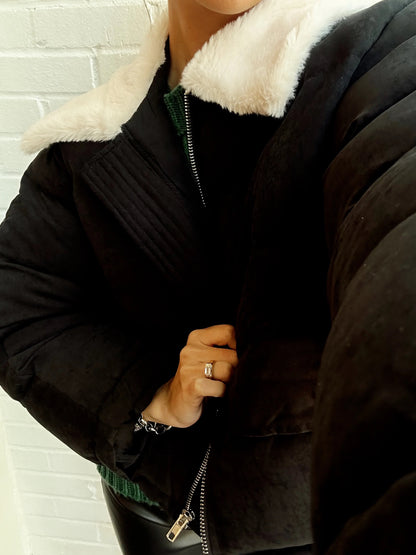 FUR CONTRAST PUFFER JACKET