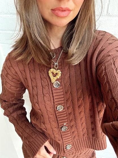 CABLE KNIT LONG SLEEVE CARDIGAN