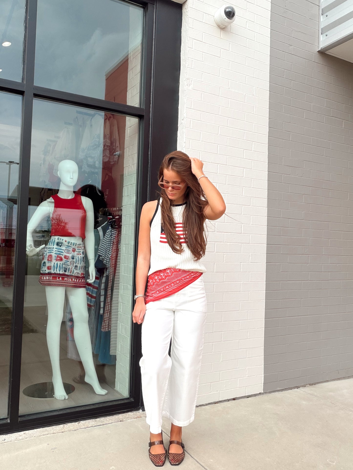 USA FLAG RIBBED SWEATER TOP