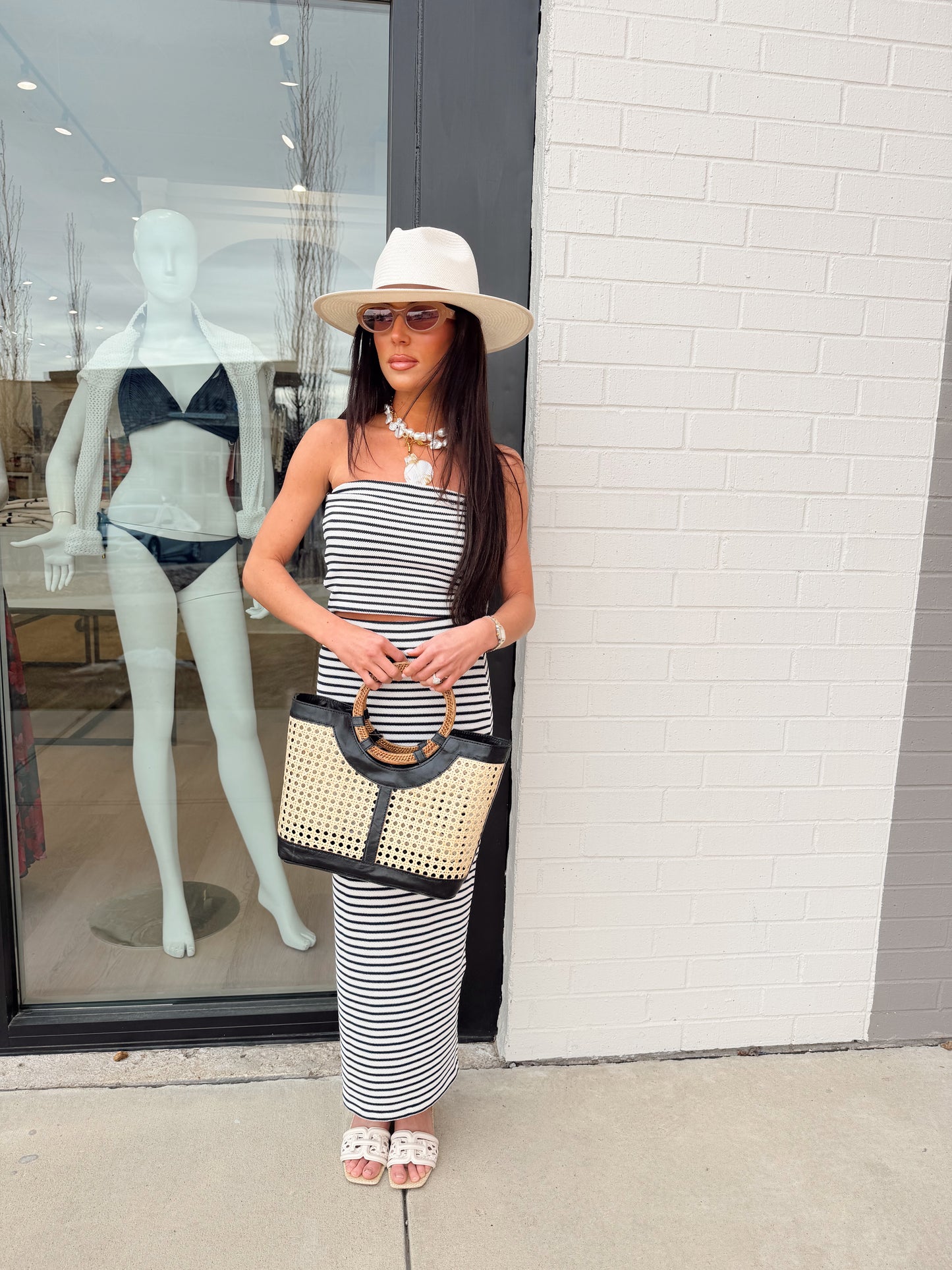 AINSLE STRIPE MIDI SKIRT