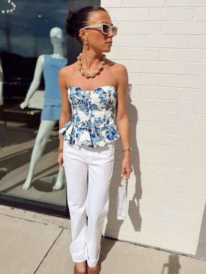 VALERIE FLORAL PEPLUM TOP