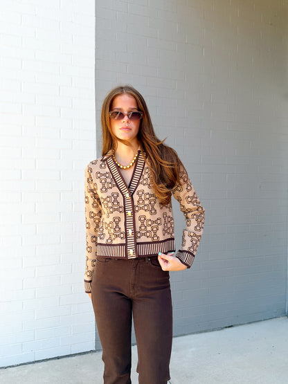 BOW PRINT CARDIGAN