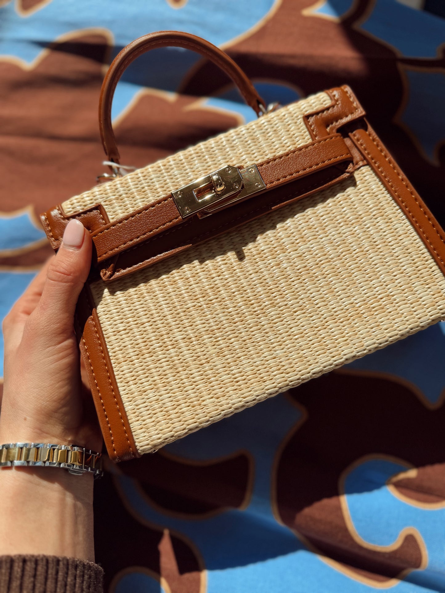 HARIETTE RAFFIA HANDLE BAG