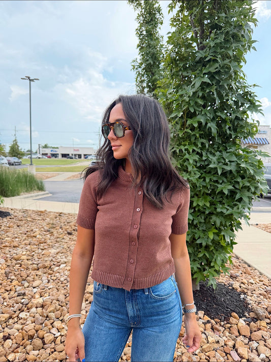 LEIA SHORT SLEEVE KNIT TOP