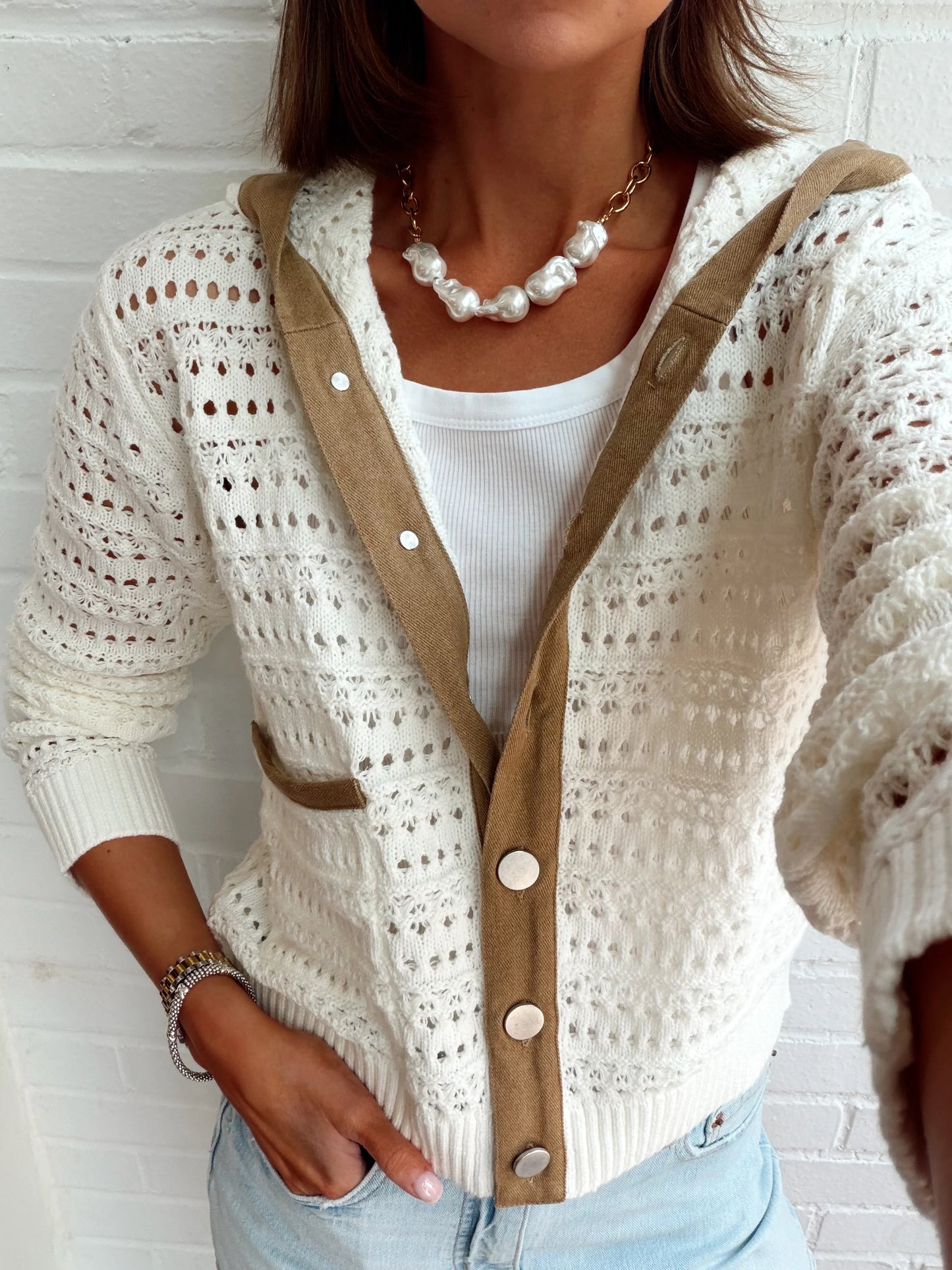 AVERY MIXED MEDIA HOODED CARDI