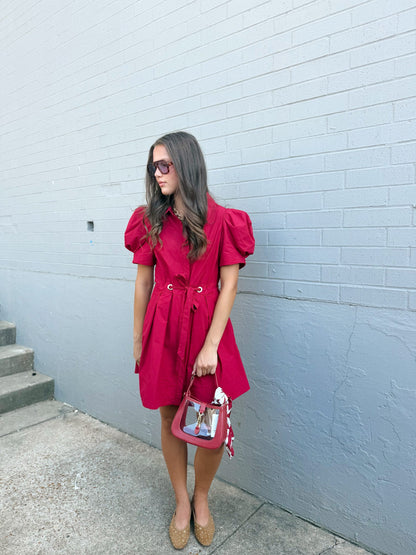 TARA MINI DRESS W/ CINCHED WAIST TIE