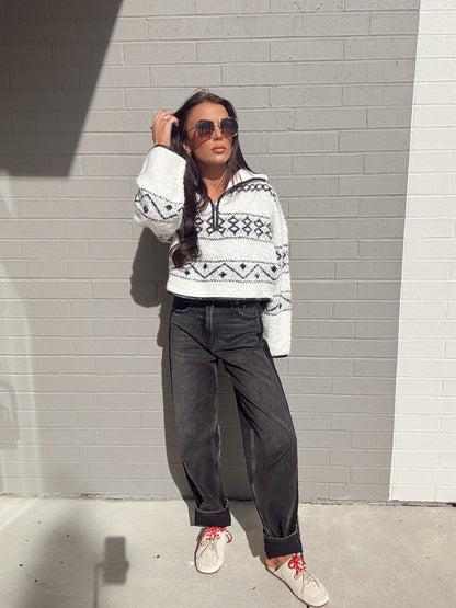 MOUNTAIN ROADS HALF ZIP SWEATER