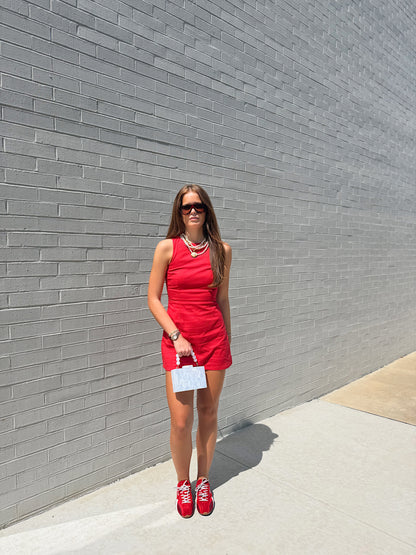 BOAT NECK MINI DRESS