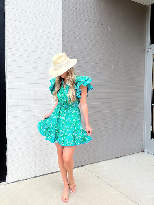 ALINA FLORAL RUFFLE MINI DRESS