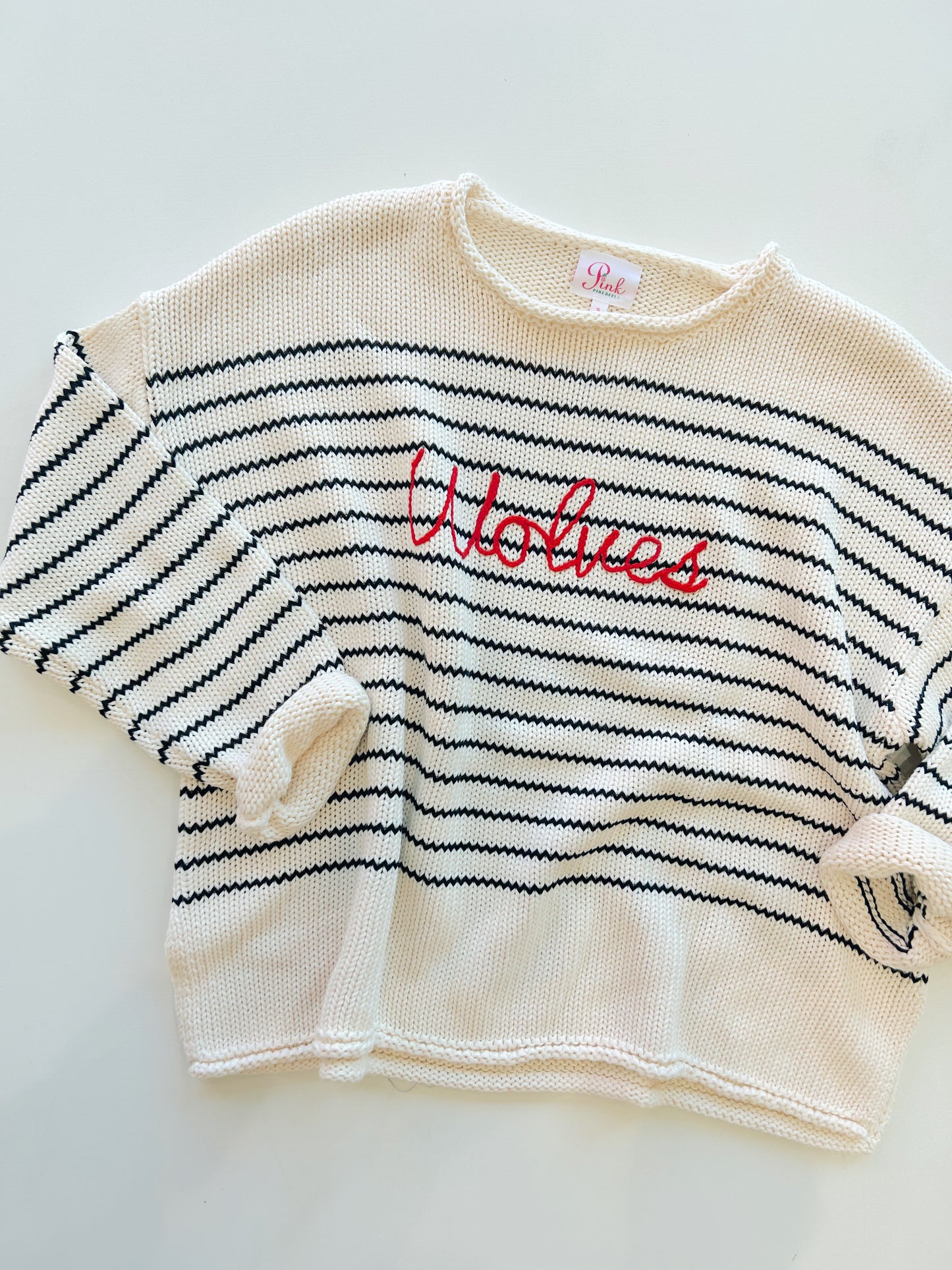 STRIPE ROLL NECK WOLVES SWEATER