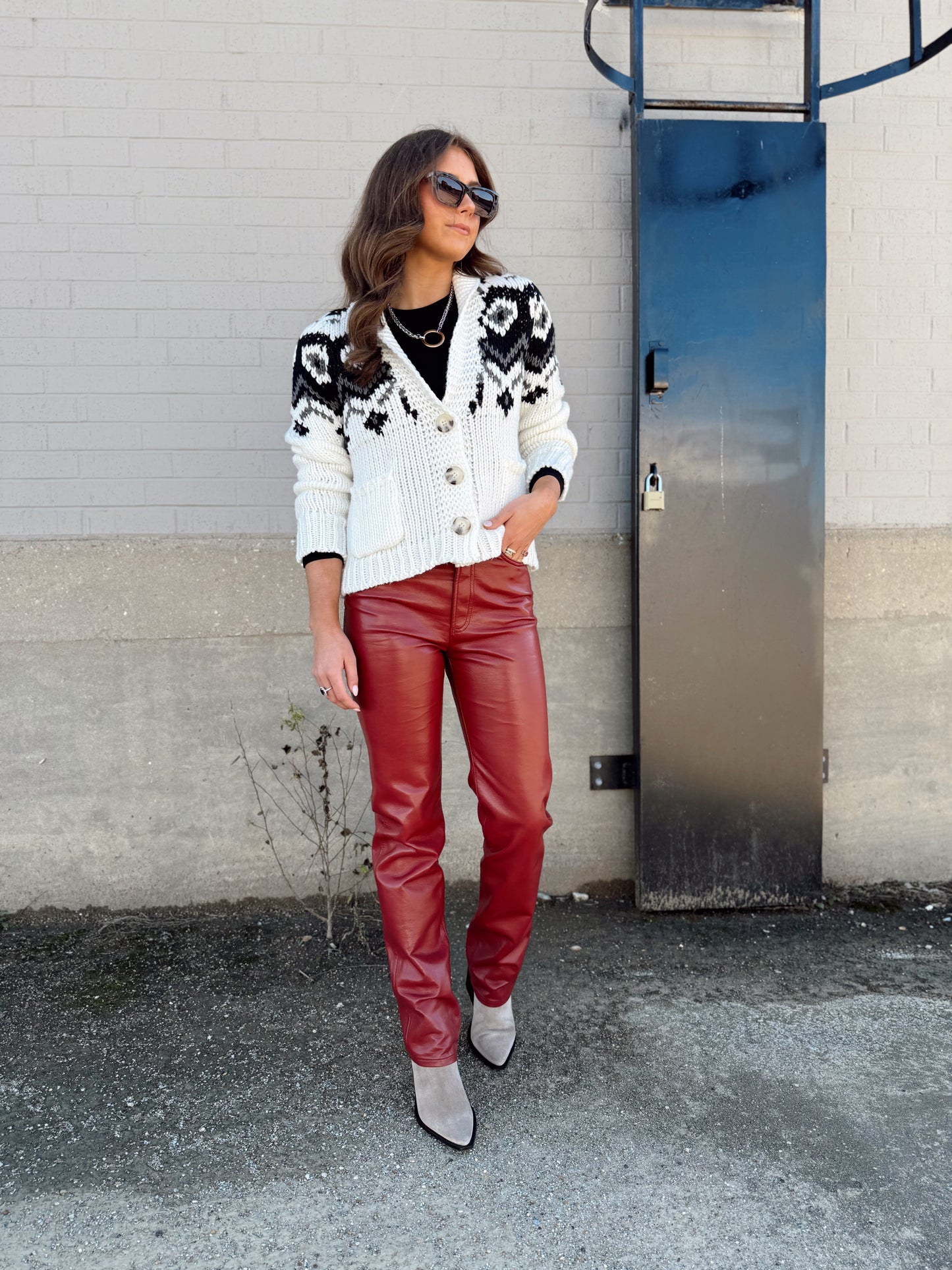 90s PINCH WAIST LONG LEATHER