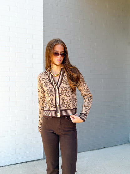 BOW PRINT CARDIGAN