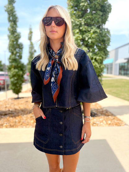 DENIM CAPELET TOP