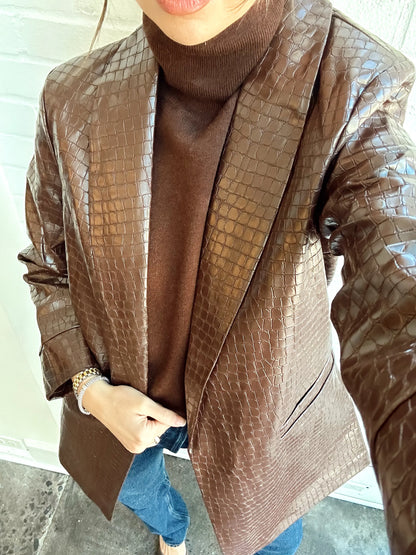 FAUX LEATHER CROC BLAZER