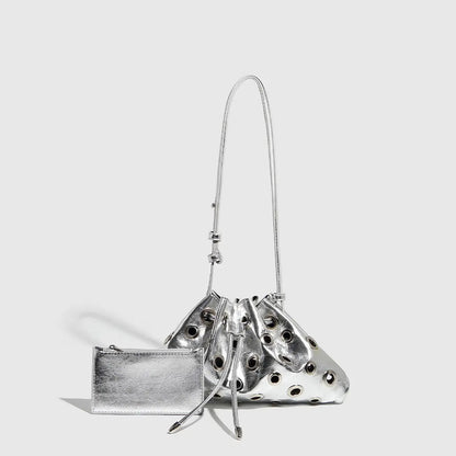 METAL EYELET BUCKET BAG