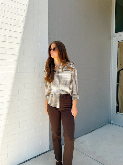 RIVER PLAID BUTTON UP
