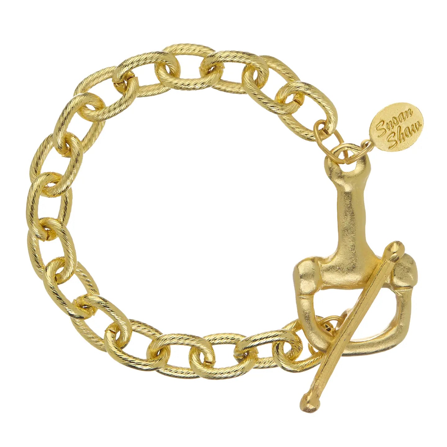GOLD HORSE BIT TOGGLE CHARM BRACELET