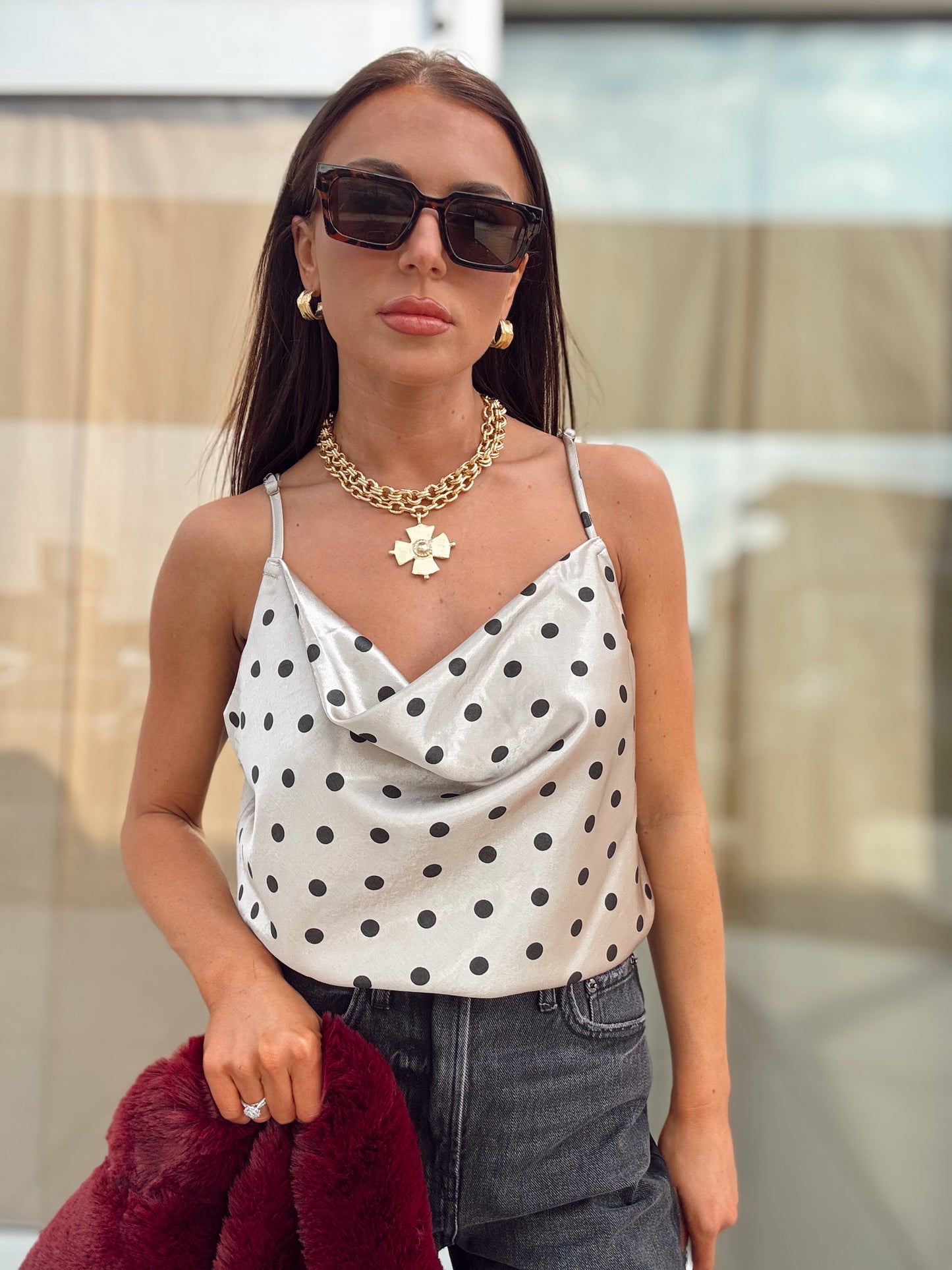 POLKA DOT SATIN CAMI