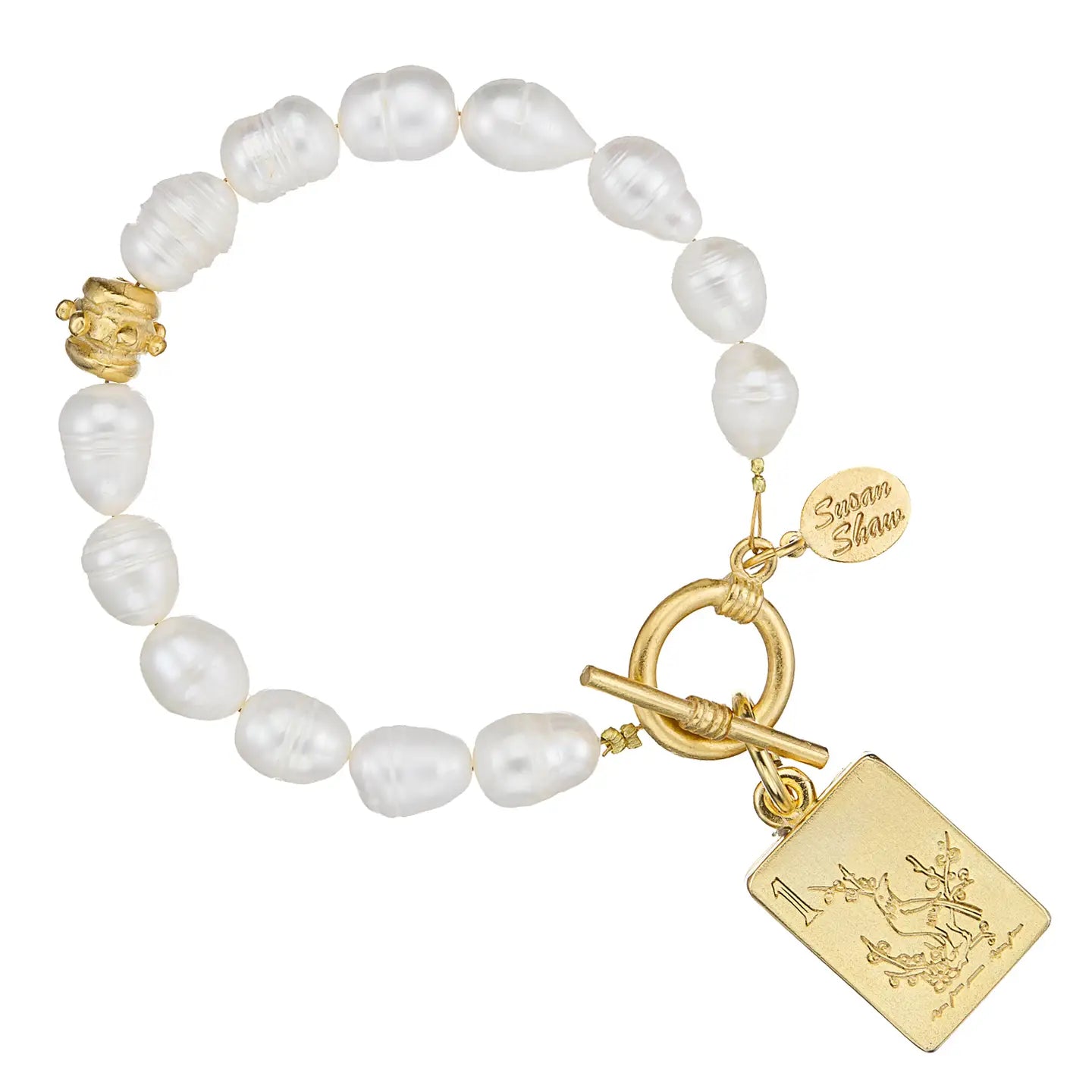 BAM BIRD MAHJONG TILE PEARL NECKLACE
