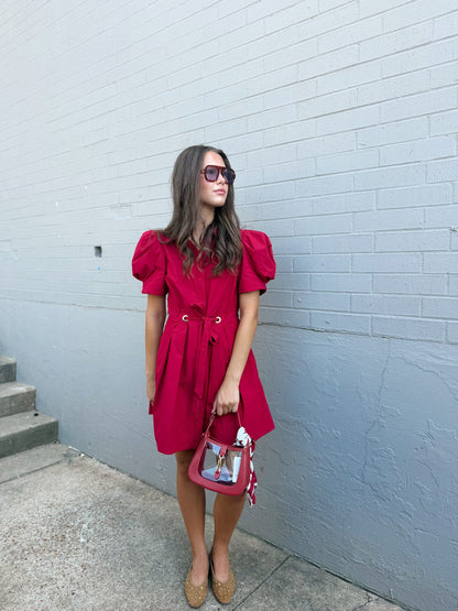 TARA MINI DRESS W/ CINCHED WAIST TIE