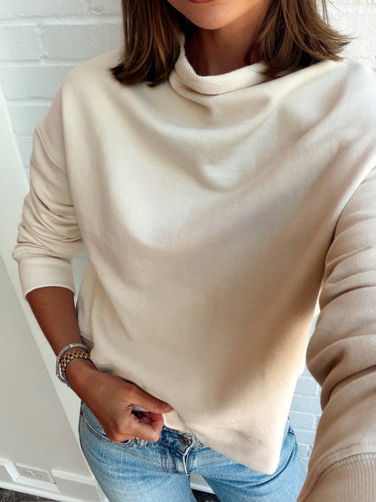 FRENCH TERRY MOCK NECK SWEATSHIRT