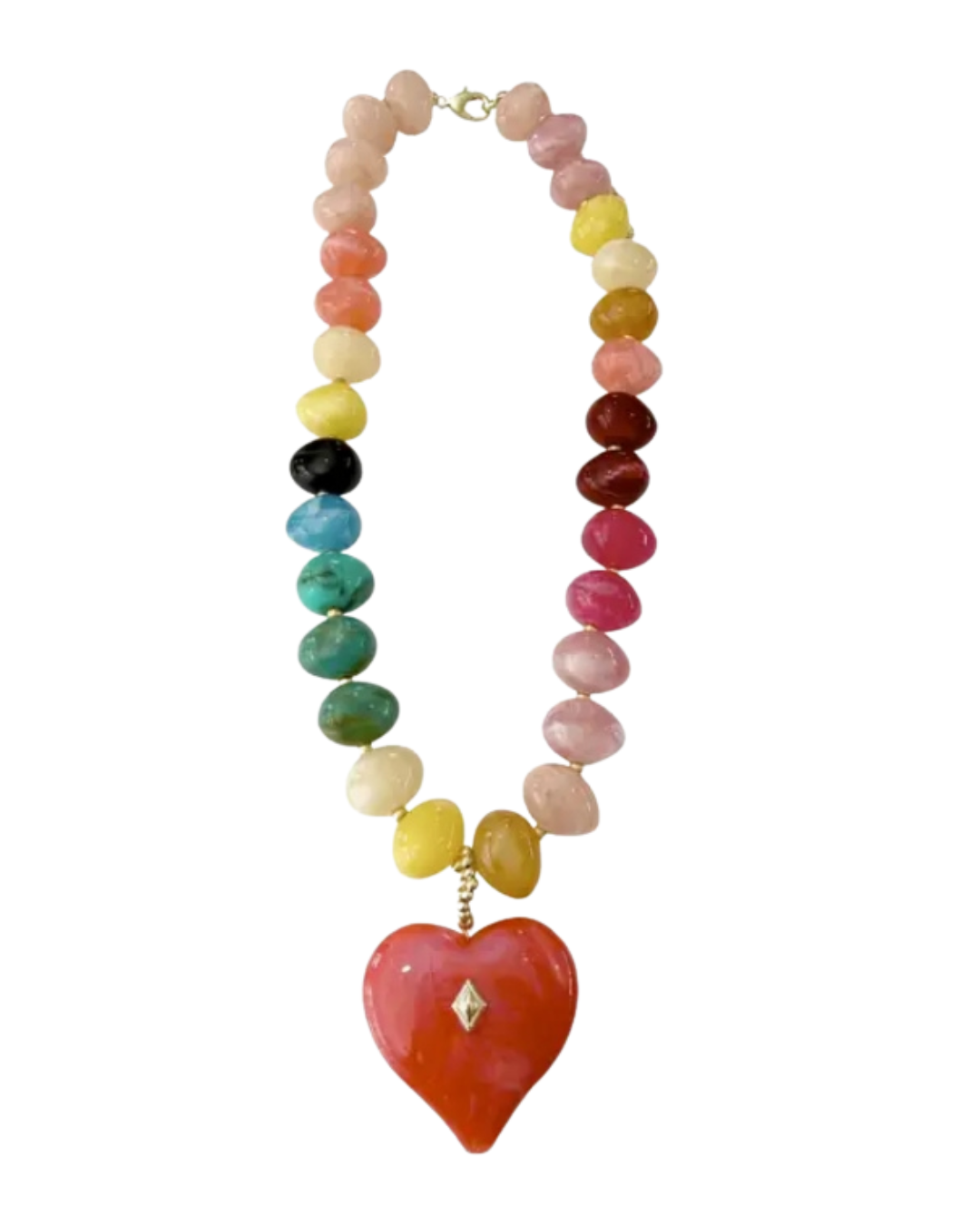 TISHA MULTI BEADED NECKLACE WITH HEART CHARM