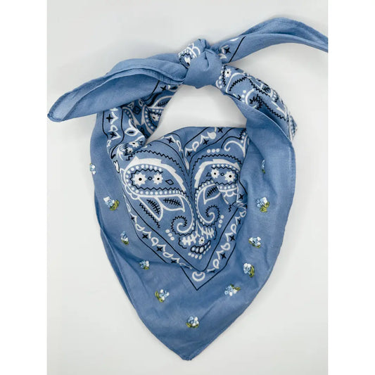 EMBROIDERED FLOWER BANDANA