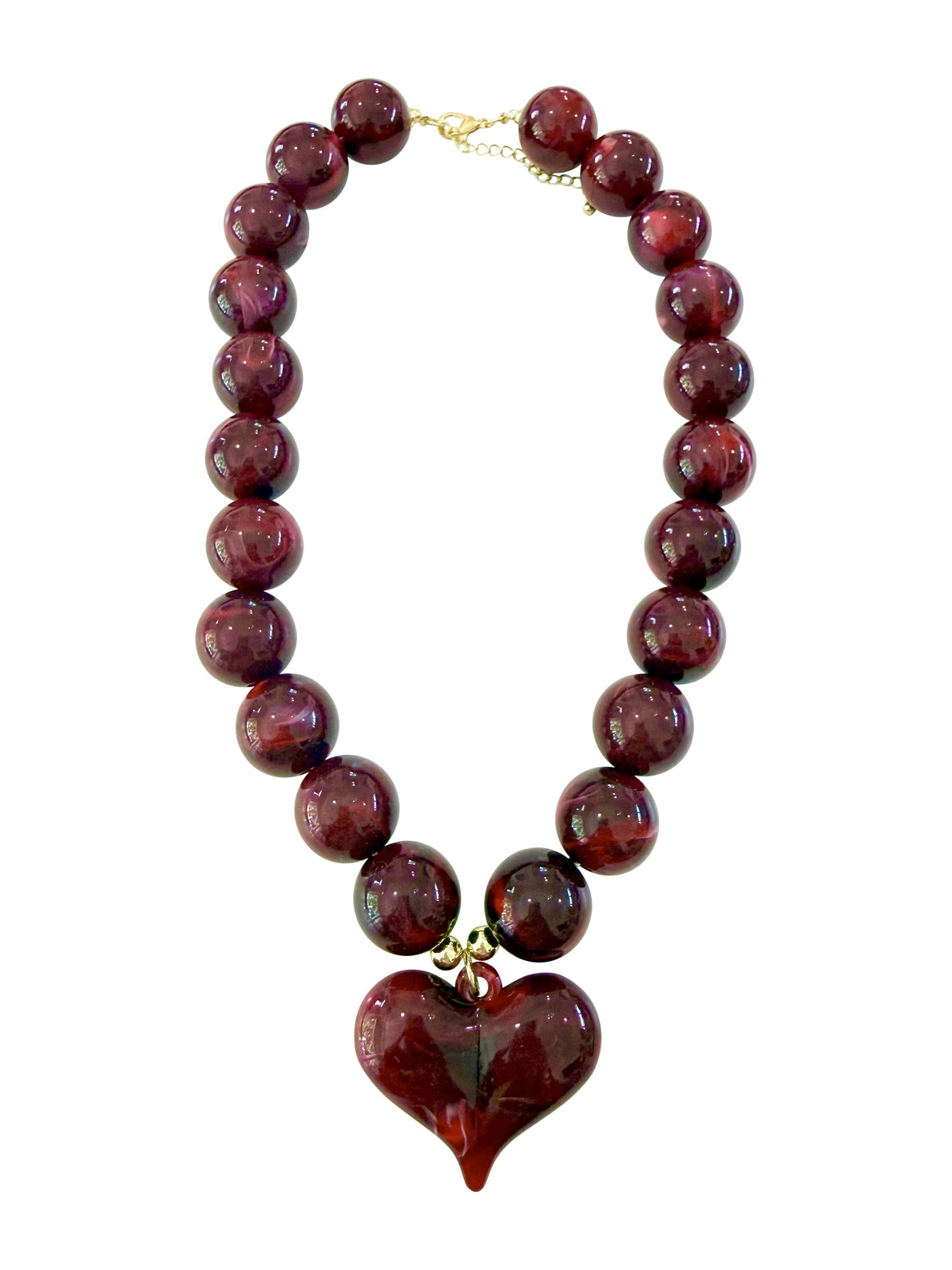 KAIDEN CHUNKY BEADED NECKLACE W/ HEART CHARM-2