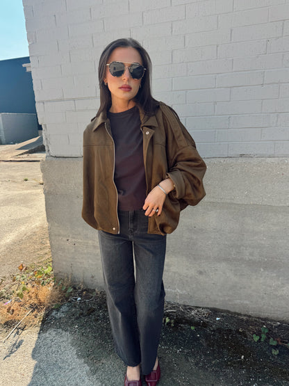 SUEDE ZIP UP JACKET