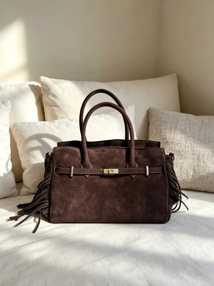 GENUINE SUEDE BAG WITH FRINGE