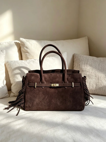 GENUINE SUEDE BAG WITH FRINGE