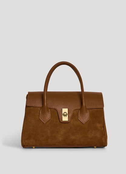 GENUINE LEATHER BAG WITH SUEDE DETAILS