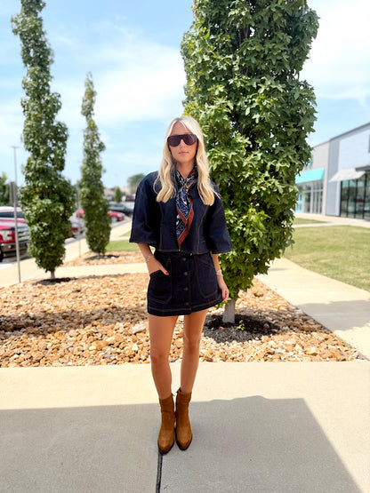 DENIM CAPELET TOP