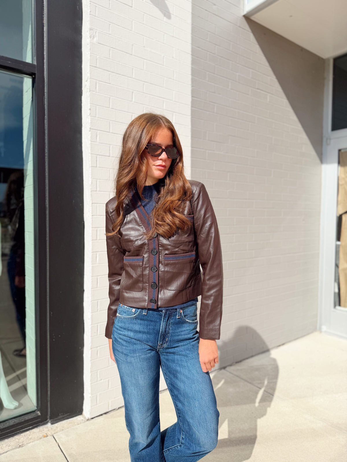 HAZEL RIBBED TRIM VEGAN JACKET
